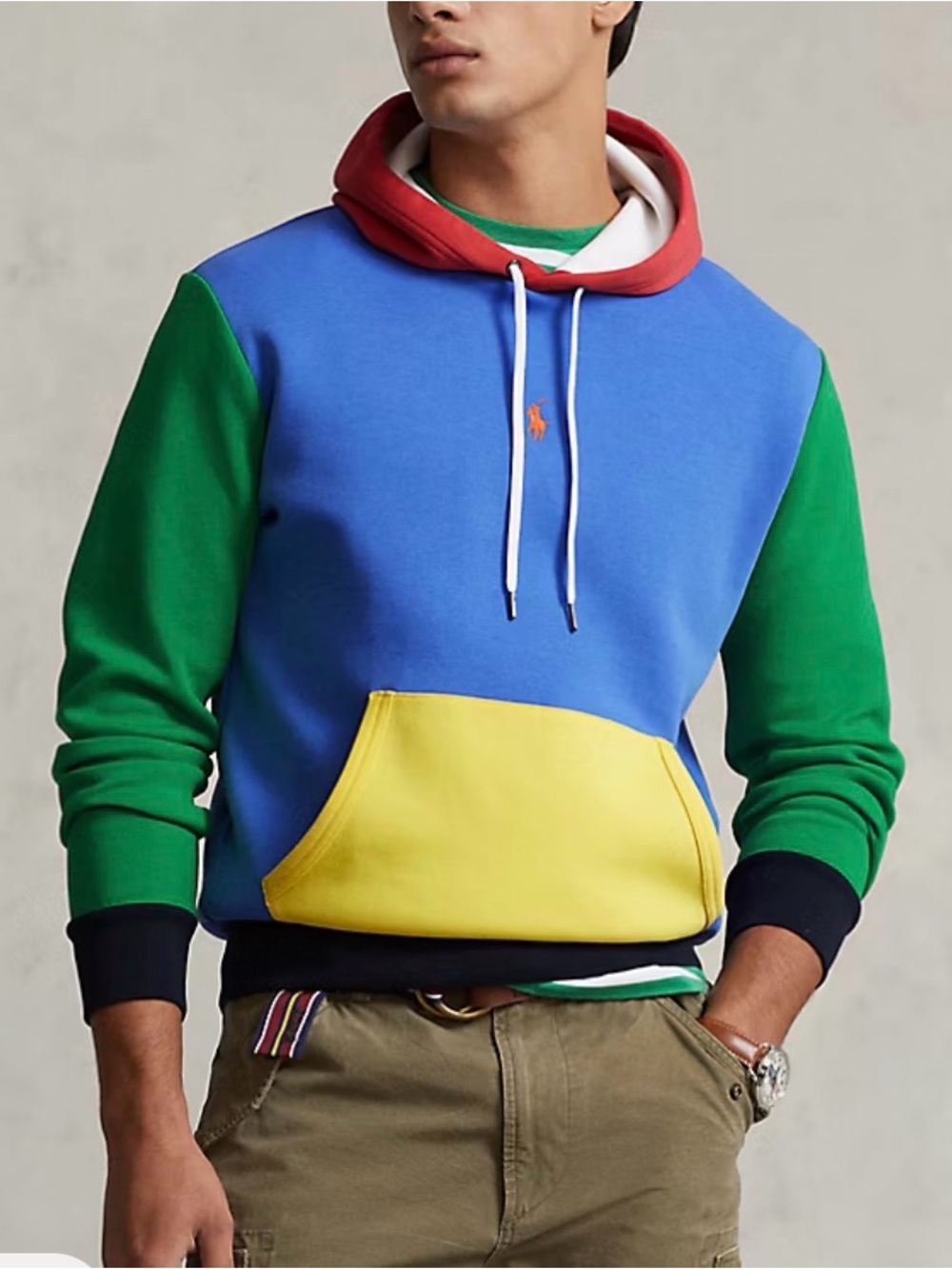 Polo Ralph Lauren Color-Blocked Double-Knit Hoodie.